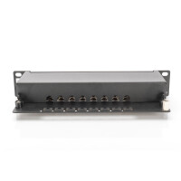 DIGITUS DN-91608S - CAT 6, Klasse E Patch Panel,geschirmt,8-Port RJ45 8P8C, LSA, 1HE, 254 mm(10")Rack Mount, schwarz
