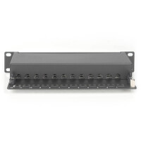 DIGITUS DN-91612S - CAT 6, Klasse E Patch Panel, geschi., 12-Port RJ45 8P8C, LSA, 1HE, 254mm(10")Rack Mount, sw RAL 9005