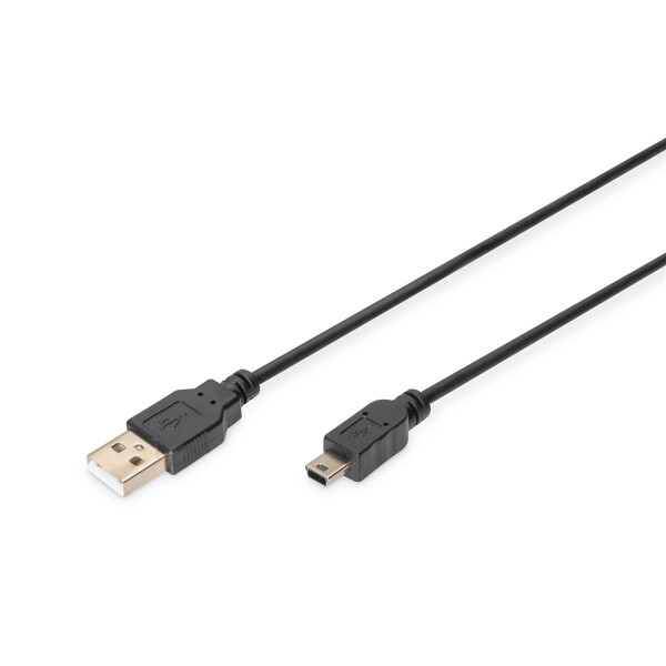 DIGITUS AK-300130-018-S - USB 2.0 Anschlusskabel, Typ A - mini B (5pin) St/St, 1.8m, USB 2.0 konform, sw
