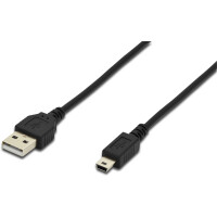 DIGITUS AK-300130-018-S - USB 2.0 Anschlusskabel, Typ A - mini B (5pin) St/St, 1.8m, USB 2.0 konform, sw