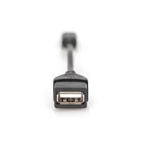 DIGITUS AK-300310-002-S - USB 2.0 Adapterkabel, OTG, Typ mini B - A St/Bu, 0,2m, USB 2.0 konform, sw
