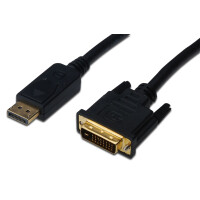 DIGITUS AK-340306-030-S - DisplayPort Adapterkabel, DP - DVI (24+1) St/St, 3.0m, m/interlock, DP 1.1a komp., CE, sw