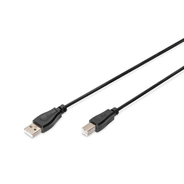 DIGITUS AK-300102-010-S - USB Anschlusskabel, Typ A - B St/St, 1.0m, USB 2.0 geeignet, sw