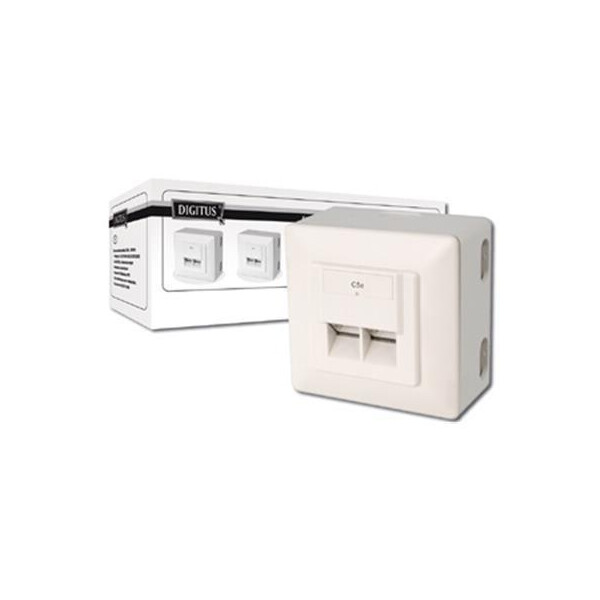DN-9002/B5-N CAT.5e Datendose,2xRJ45,AP VP5 RAL9010, STP, horizon., VPE=5