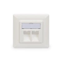 DIGITUS DN-93801-1 - Frontplatte für Keystone Jacks, 2x RJ45 Staubschutz, 80x80 + Zentralplatte, reinweiß