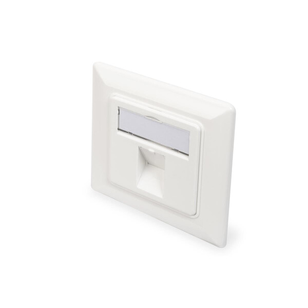 DIGITUS DN-93811 - Frontplatte für Keystone Jacks, 1x RJ45 Staubschutz, 80x80 + Zentralplatte, reinweiß,