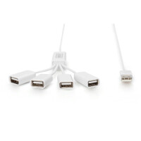 DIGITUS DA-70216 - USB 2.0 Kabel Hub, 4-Ports 4x USB A/F, 1xUSB A male, DC 2.5mm für option. PSU