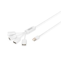 DIGITUS DA-70216 - USB 2.0 Kabel Hub, 4-Ports 4x USB A/F, 1xUSB A male, DC 2.5mm f&uuml;r option. PSU