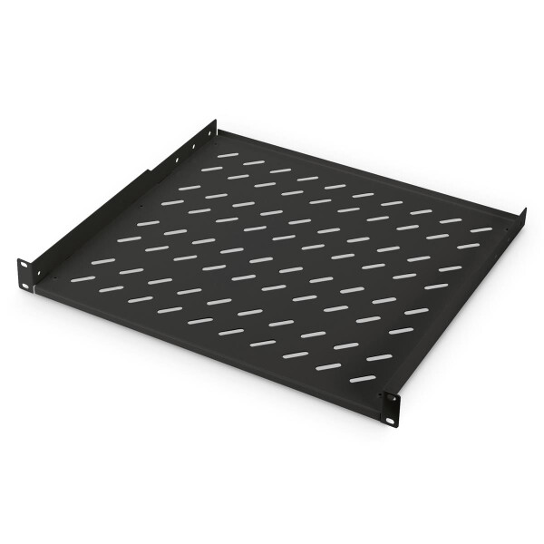 DIGITUS DN-19-TRAY-1-400-SW - 1HE Fachboden festeinbau f. Schr. ab 600 mm Tiefe 44x482x399 mm, bis 15 kg, schwarz (RAL 9005)