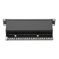 DIGITUS DN-91512S - CAT 5e,Klasse D Patch Panel,geschirmt,12-Port RJ45 8P8C, LSA,1HE,254mm(10")Rack Mount, sw RAL 9005