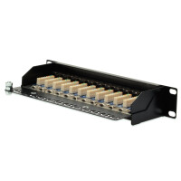 DIGITUS DN-91512S - CAT 5e,Klasse D Patch Panel,geschirmt,12-Port RJ45 8P8C, LSA,1HE,254mm(10")Rack Mount, sw RAL 9005