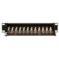 DIGITUS DN-91512S - CAT 5e,Klasse D Patch Panel,geschirmt,12-Port RJ45 8P8C, LSA,1HE,254mm(10")Rack Mount, sw RAL 9005