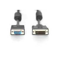 DIGITUS AK-320300-020-S - DVI Adapterkabel, DVI(24+5) - HD15, 2x Ferrit St/St, 2.0m, DVI-I Dual Link, sw