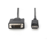 DIGITUS AK-340301-030-S - DisplayPort Adapterkabel, DP - DVI (24+1) St/St, 3.0m, m/Verriegelung, DP 1.1a komp., CE, sw