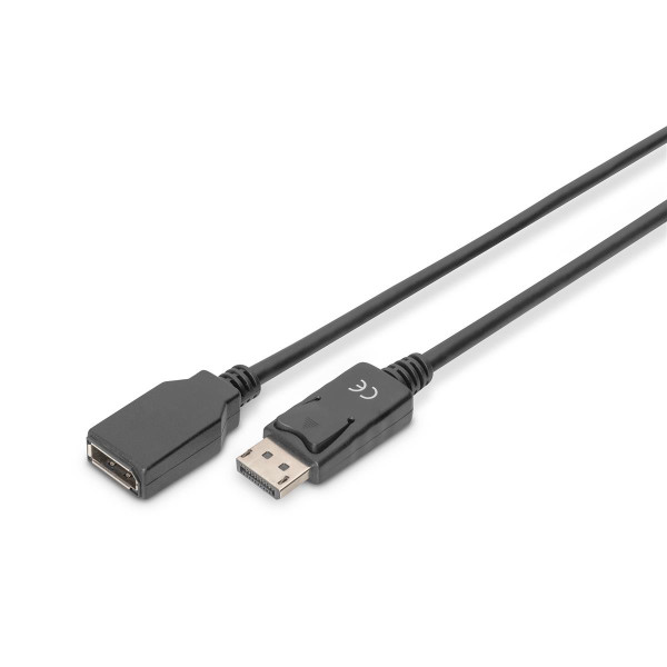 DIGITUS AK-340200-020-S - DisplayPort Verlängerungskabel, DP St/Bu,2.0m, m/Verriegelung, DP 1.2, sw