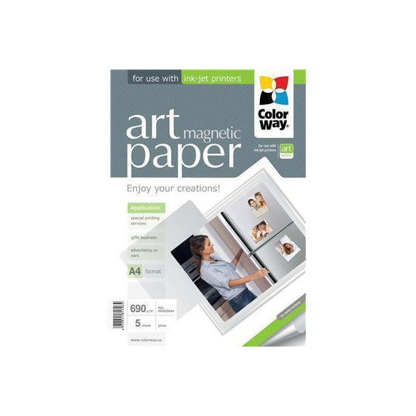 Fine Art Fotopapier ColorWay glänzend (glossy) "magnetisch" 690g/m², A4, 5 St.  (PGA690005MA4)"