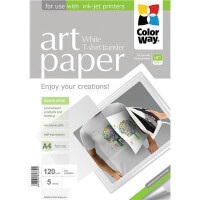 Termotransferpapier ColorWay (Weiß) nur für  helle Textilien geeignet 120g/m², A4, 5 St.  (PTW120005A4)