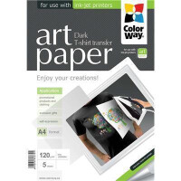 Termotransferpapier ColorWay (Schwarz) nur für dunkler Textil geeignet 120g/m², A4, 5 St.  (PTW120005A4)