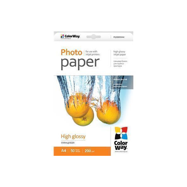 Fotopapier ColorWay Hochglanz 200g/m², A4, 50 St.  (PG200050A4)