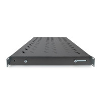 DIGITUS DN-97645 - 1HE Fachboden festeinbau für 600 mm tiefe Schränke 44x482x350mm, einst. 350 bis 550 mm Tiefe, schwarz