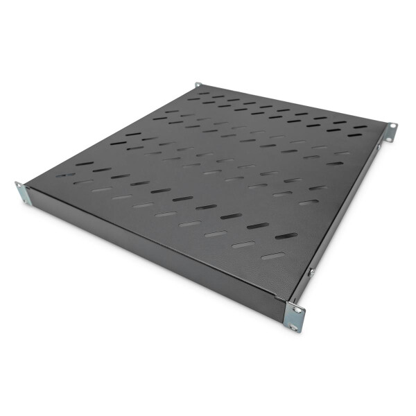 DIGITUS DN-97647 - 1HE Fachboden festeinbau für 800 mm tiefe Schränke 44x482x500mm, einst. 500 bis 700 mm Tiefe, schwarz