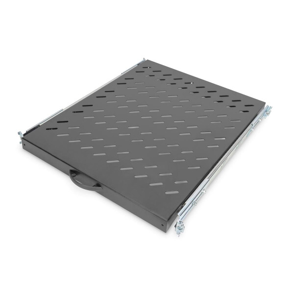 DIGITUS DN-19-TRAY-2-800-SW - 1HE ausziehb. Fachboden für 800 mm tiefe Schränke 40x484x568 mm, bis 25 kg, schwarz (RAL 9005)